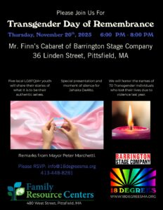 18 Degrees Transgender Day of Remembrance at Mr. Finn’s Cabaret @ Mr. Finn's Cabaret of Barrington Stage Company